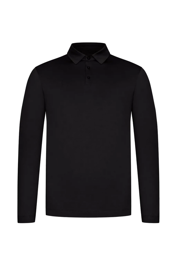 LONG SLEEVE POLO — NOIR ONYX