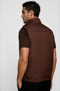 GILET RÉVERSIBLE — MOKA PROFOND / TAUPE SABLE