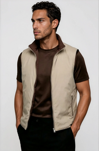 GILET RÉVERSIBLE — MOKA PROFOND / TAUPE SABLE