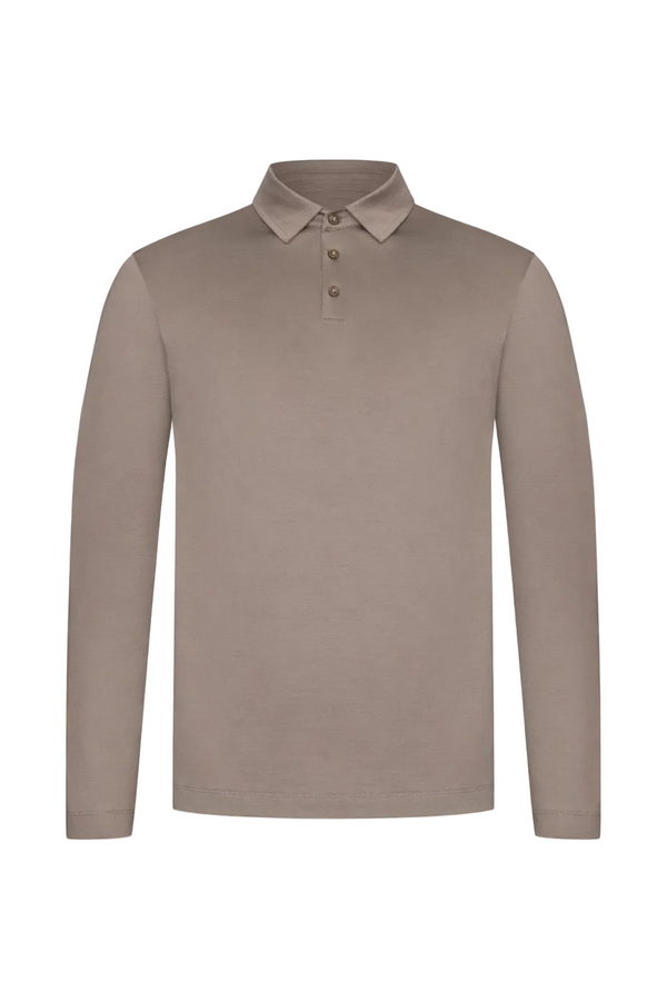LONG SLEEVE POLO — TAUPE DÉSERT