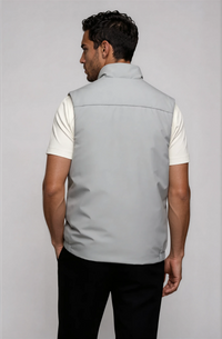 GILET RÉVERSIBLE — BLEU NUAGE / ÉCRU