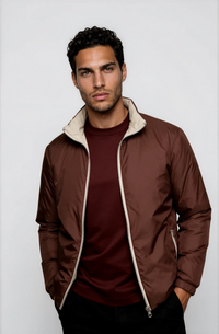 VESTE RÉVERSIBLE — MOKA PROFOND / ÉCRU