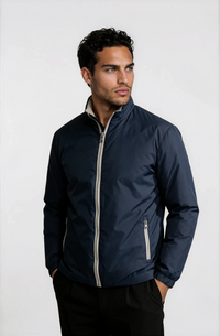 VESTE RÉVERSIBLE — BLEU NUIT / ÉCRU