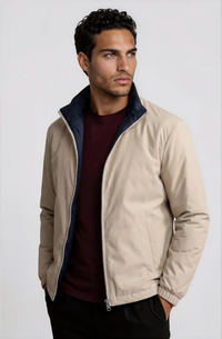 VESTE RÉVERSIBLE — BLEU NUIT / ÉCRU