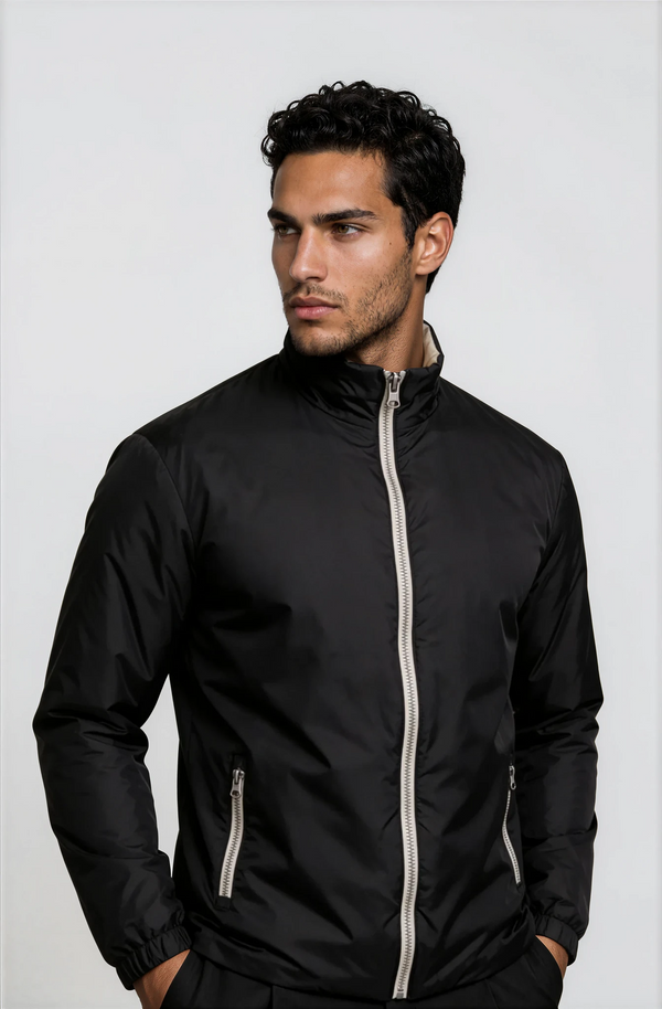 VESTE RÉVERSIBLE — NOIR ONYX / ÉCRU