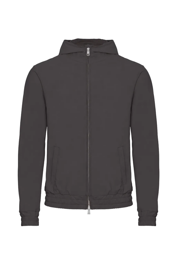 TECH JACKET À CAPUCHE — GRIS ANTHRACITE
