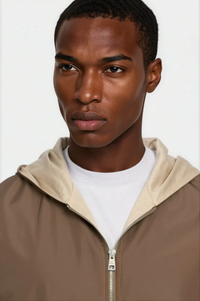 VESTE À CAPUCHE BLEND — CAMEL