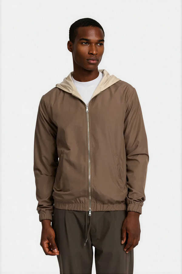 VESTE À CAPUCHE BLEND — CAMEL