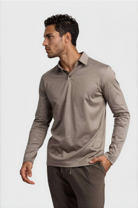 LONG SLEEVE POLO — TAUPE DÉSERT