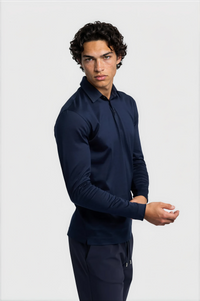 LONG SLEEVE POLO — BLEU NUIT