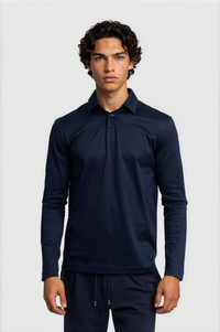 LONG SLEEVE POLO — BLEU NUIT