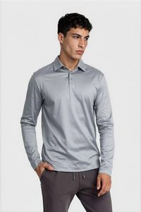 LONG SLEEVE POLO — GRIS BRUME