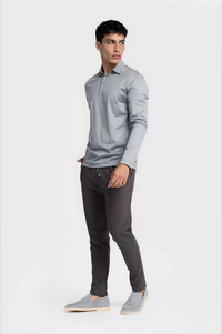 LONG SLEEVE POLO — GRIS BRUME