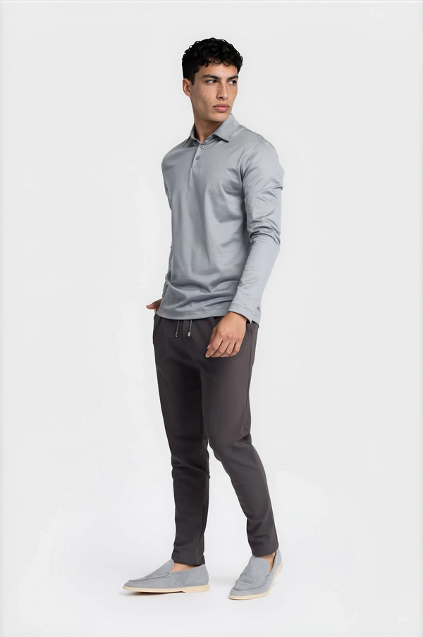 LONG SLEEVE POLO — GRIS BRUME