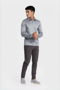 LONG SLEEVE POLO — GRIS BRUME