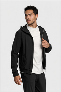 TECH JACKET À CAPUCHE — NOIR ONYX