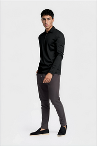 LONG SLEEVE POLO — NOIR ONYX