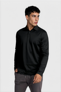 LONG SLEEVE POLO — NOIR ONYX