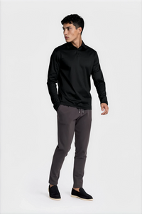 LONG SLEEVE POLO — NOIR ONYX