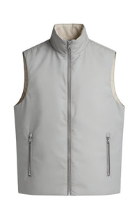 GILET RÉVERSIBLE — BLEU NUAGE / ÉCRU