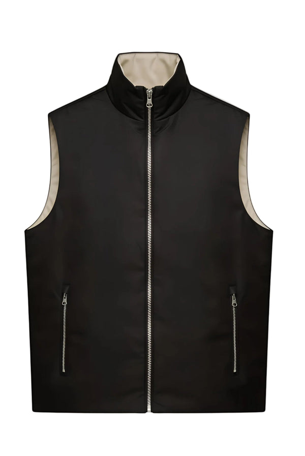 GILET RÉVERSIBLE — NOIR ONYX / ÉCRU