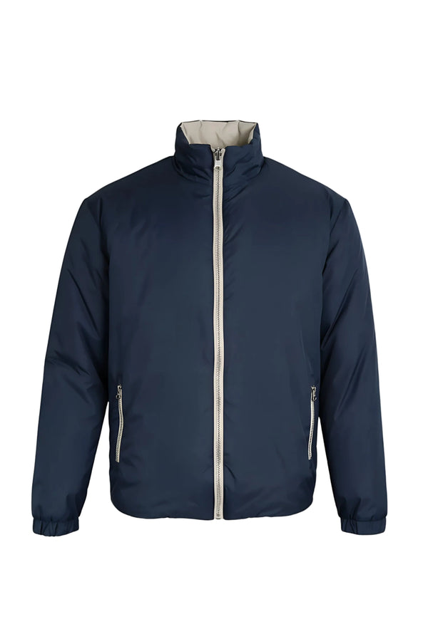 VESTE RÉVERSIBLE — BLEU NUIT / ÉCRU