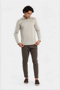 LONG SLEEVE POLO — SABLE CLAIR