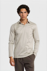 LONG SLEEVE POLO — SABLE CLAIR