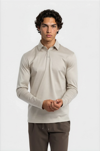 LONG SLEEVE POLO — SABLE CLAIR