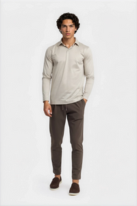 LONG SLEEVE POLO — SABLE CLAIR